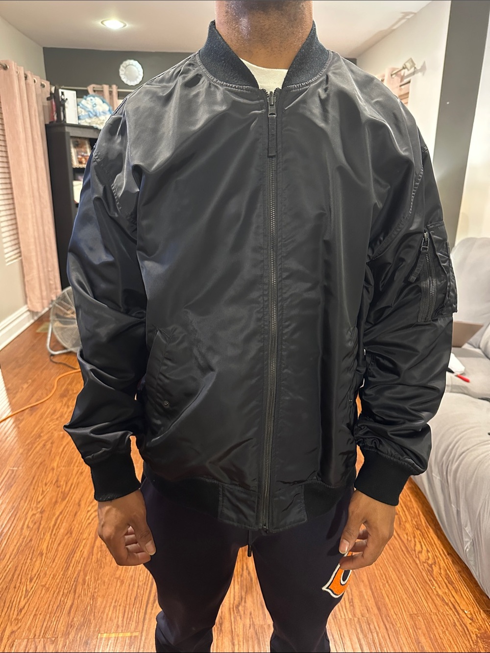 Levi's Black Men's Bomber Jacket with Ribbed Trim